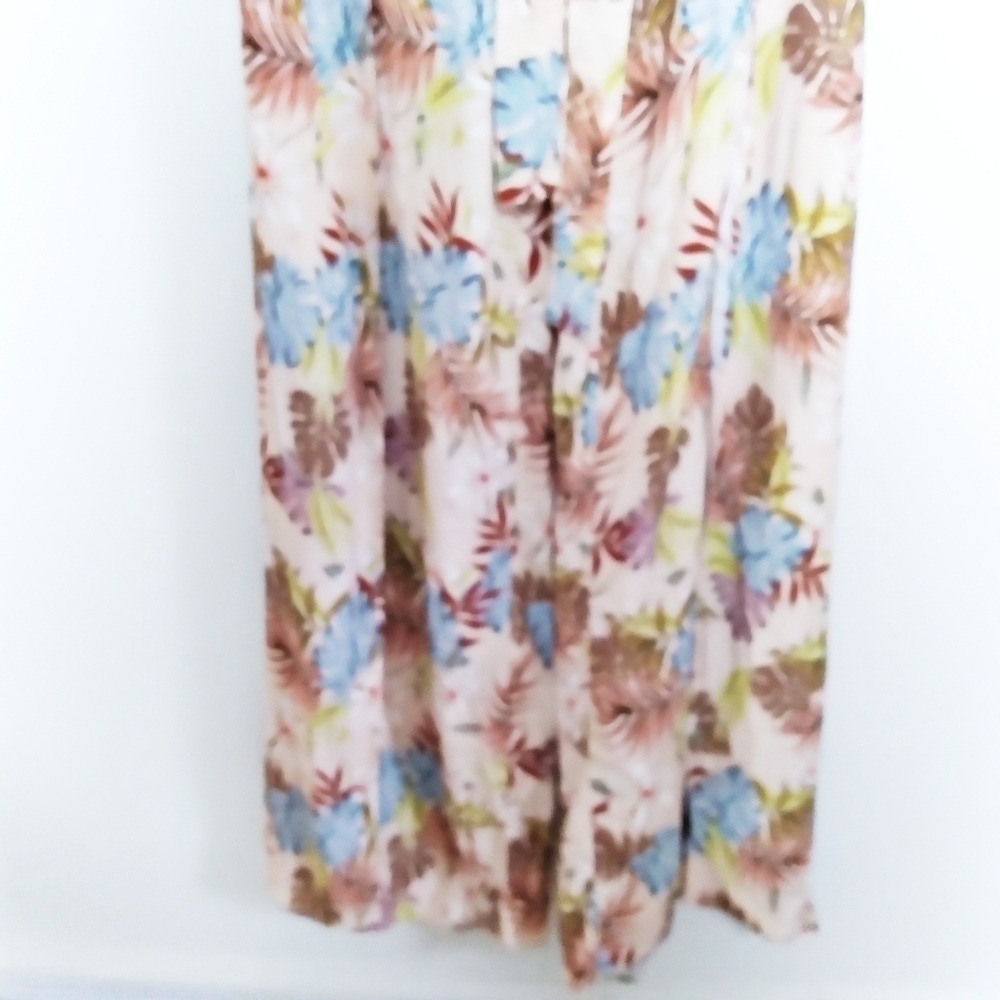 Drew Beige Tropical Leaf Print Wide Split Leg Pants Size Xs NWT - Picture 3 of 8